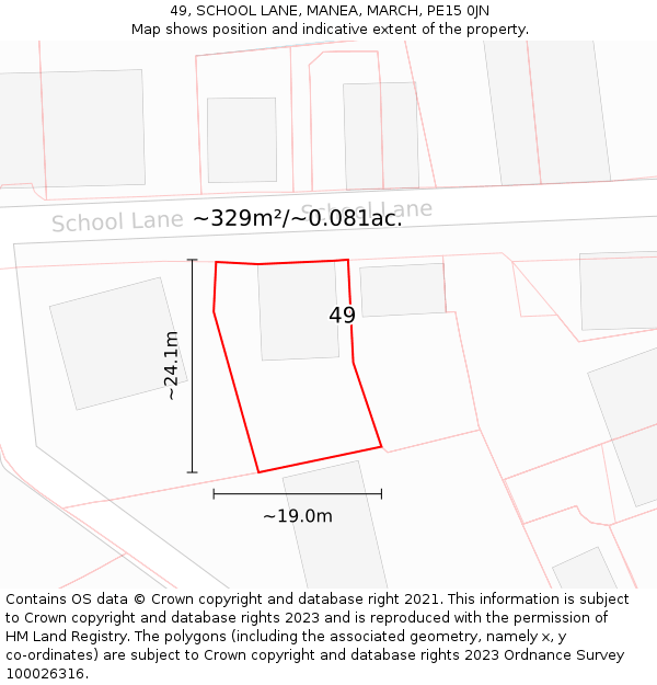 49, SCHOOL LANE, MANEA, MARCH, PE15 0JN: Plot and title map