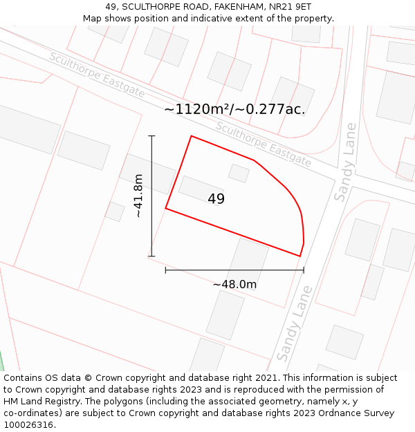 49, SCULTHORPE ROAD, FAKENHAM, NR21 9ET: Plot and title map