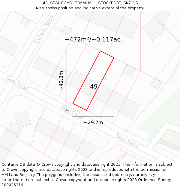 49, SEAL ROAD, BRAMHALL, STOCKPORT, SK7 2JS: Plot and title map