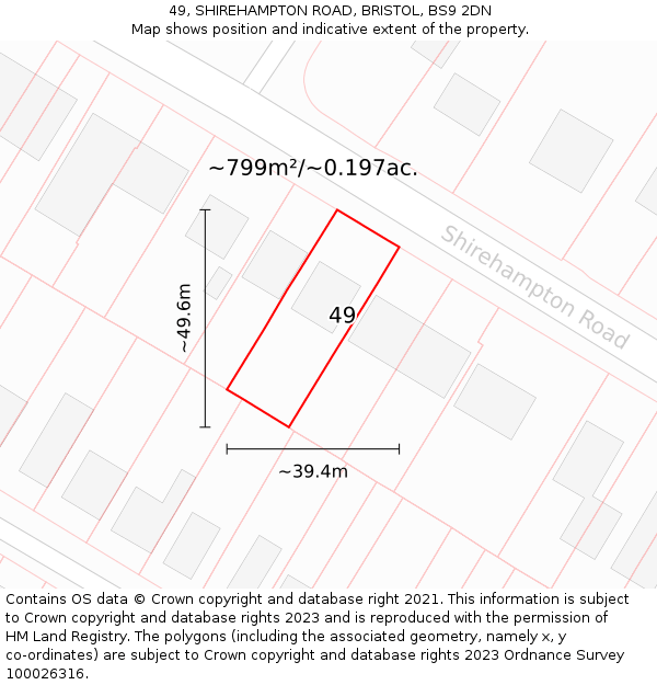 49, SHIREHAMPTON ROAD, BRISTOL, BS9 2DN: Plot and title map