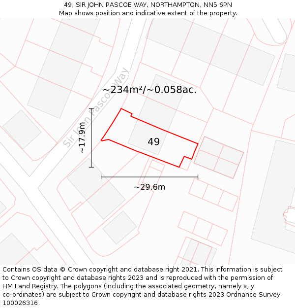 49, SIR JOHN PASCOE WAY, NORTHAMPTON, NN5 6PN: Plot and title map