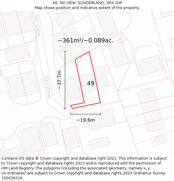 49, SKI VIEW, SUNDERLAND, SR3 1NP: Plot and title map