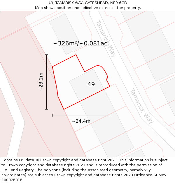 49, TAMARISK WAY, GATESHEAD, NE9 6GD: Plot and title map