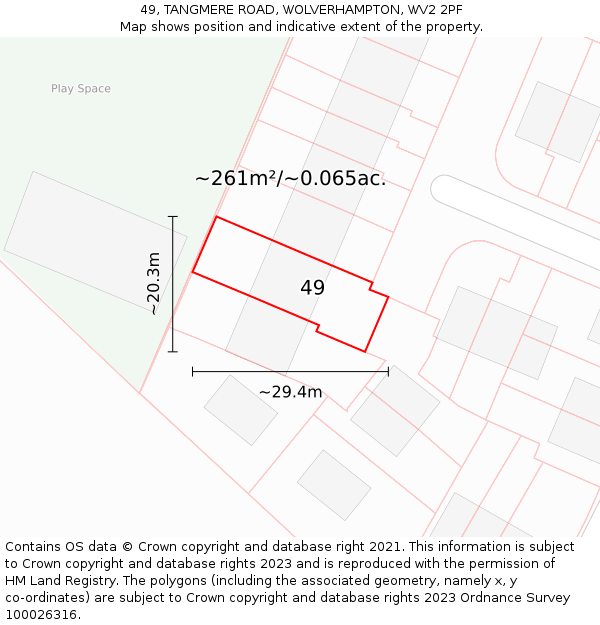 49, TANGMERE ROAD, WOLVERHAMPTON, WV2 2PF: Plot and title map