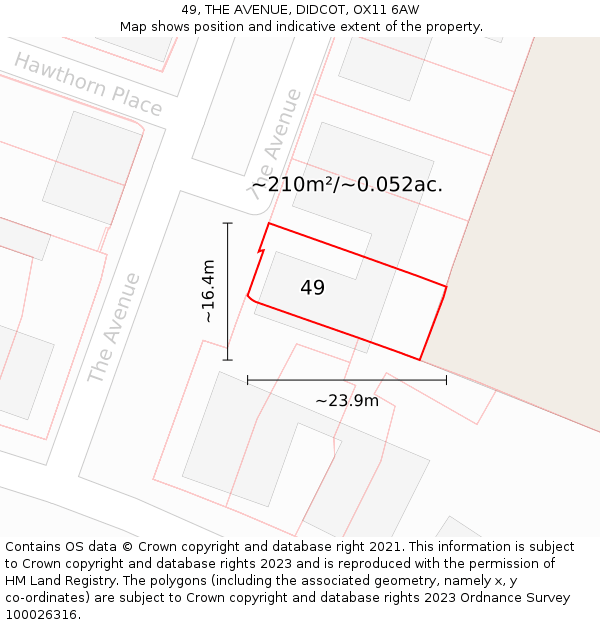 49, THE AVENUE, DIDCOT, OX11 6AW: Plot and title map