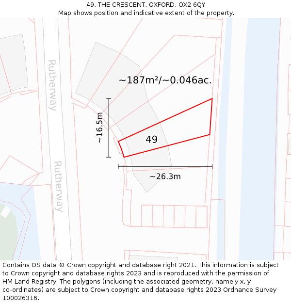 49, THE CRESCENT, OXFORD, OX2 6QY: Plot and title map