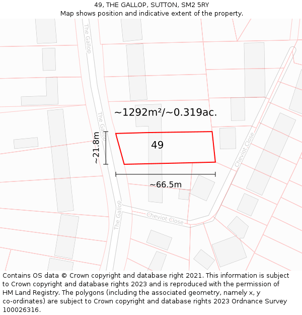 49, THE GALLOP, SUTTON, SM2 5RY: Plot and title map