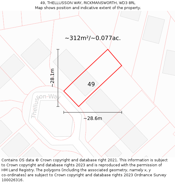 49, THELLUSSON WAY, RICKMANSWORTH, WD3 8RL: Plot and title map