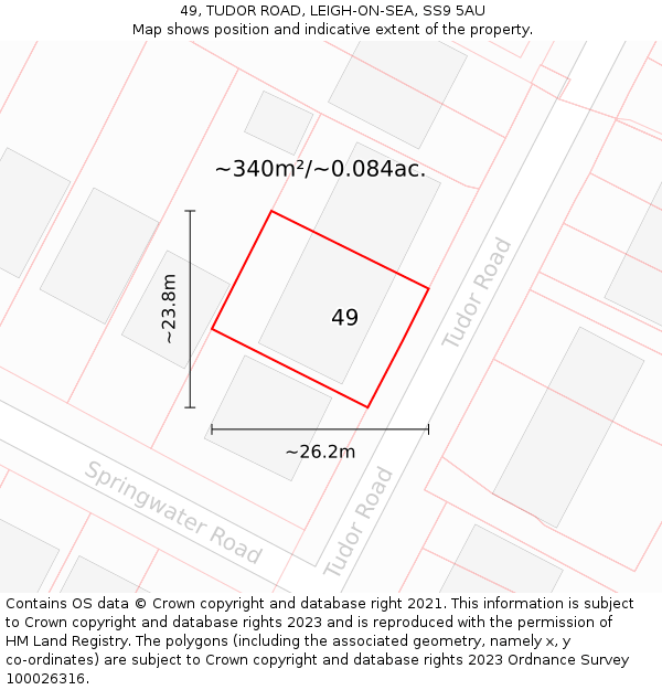 49, TUDOR ROAD, LEIGH-ON-SEA, SS9 5AU: Plot and title map
