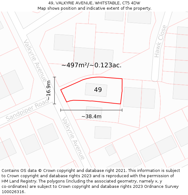 49, VALKYRIE AVENUE, WHITSTABLE, CT5 4DW: Plot and title map