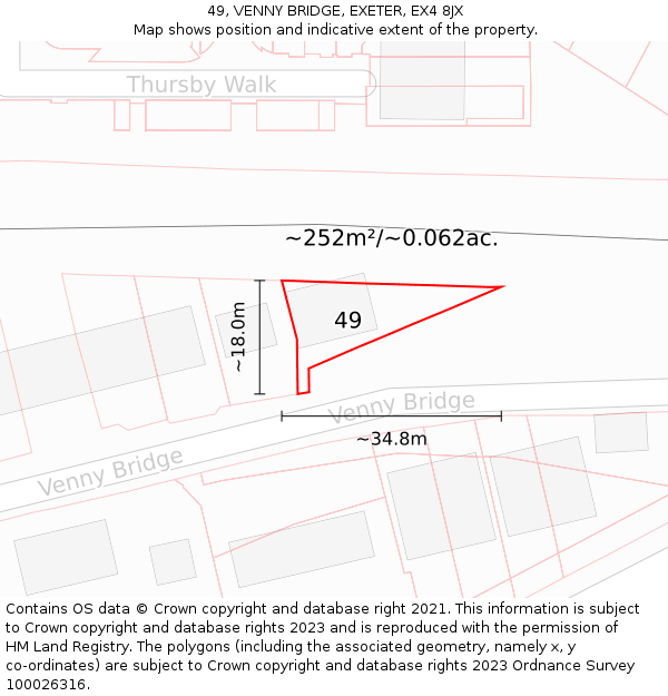 49, VENNY BRIDGE, EXETER, EX4 8JX: Plot and title map