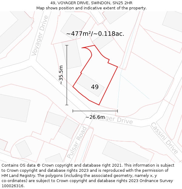 49, VOYAGER DRIVE, SWINDON, SN25 2HR: Plot and title map