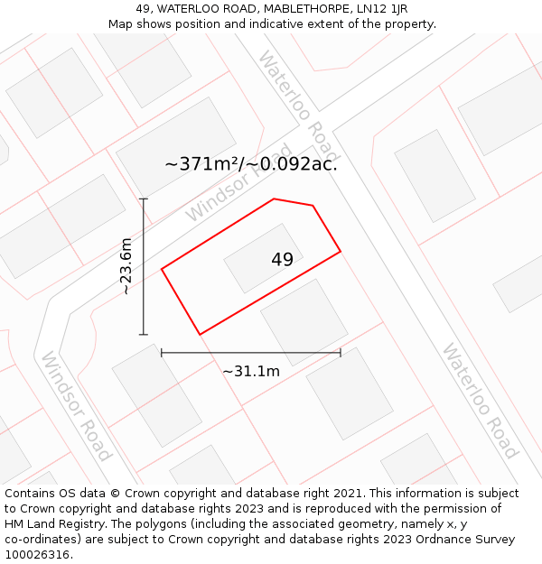 49, WATERLOO ROAD, MABLETHORPE, LN12 1JR: Plot and title map