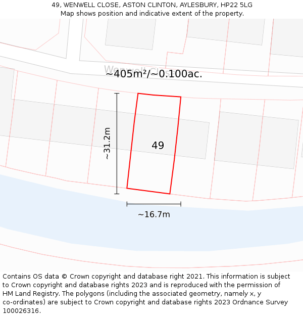 49, WENWELL CLOSE, ASTON CLINTON, AYLESBURY, HP22 5LG: Plot and title map