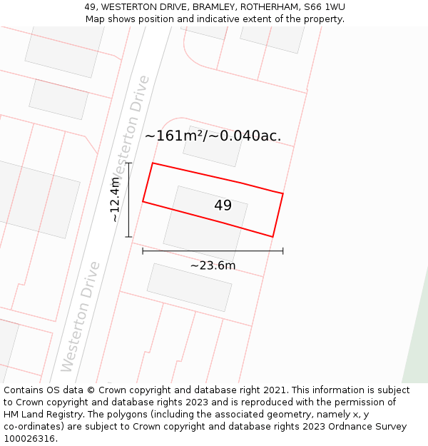 49, WESTERTON DRIVE, BRAMLEY, ROTHERHAM, S66 1WU: Plot and title map