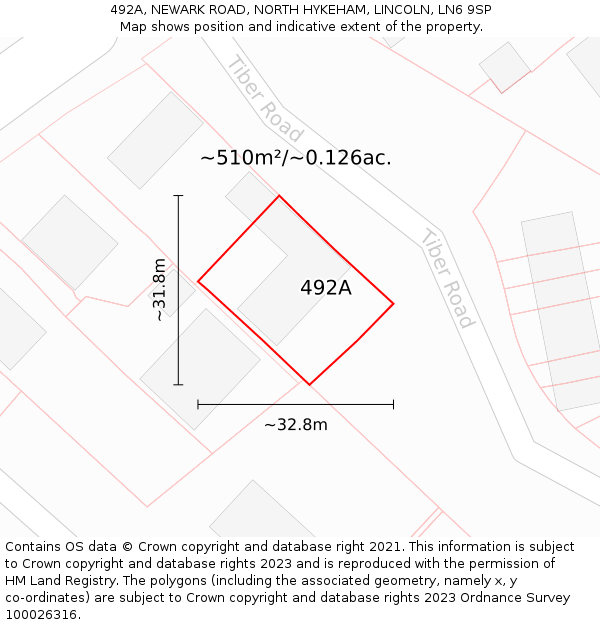 492A, NEWARK ROAD, NORTH HYKEHAM, LINCOLN, LN6 9SP: Plot and title map