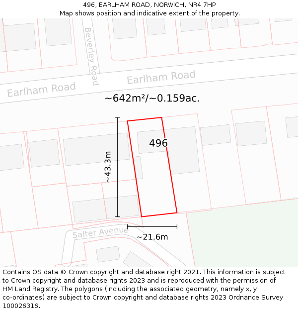 496, EARLHAM ROAD, NORWICH, NR4 7HP: Plot and title map