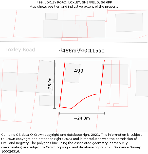 499, LOXLEY ROAD, LOXLEY, SHEFFIELD, S6 6RP: Plot and title map