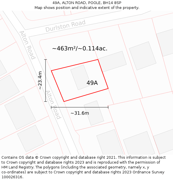 49A, ALTON ROAD, POOLE, BH14 8SP: Plot and title map