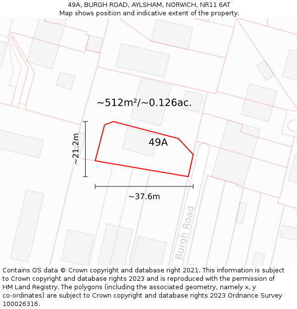 49A, BURGH ROAD, AYLSHAM, NORWICH, NR11 6AT: Plot and title map