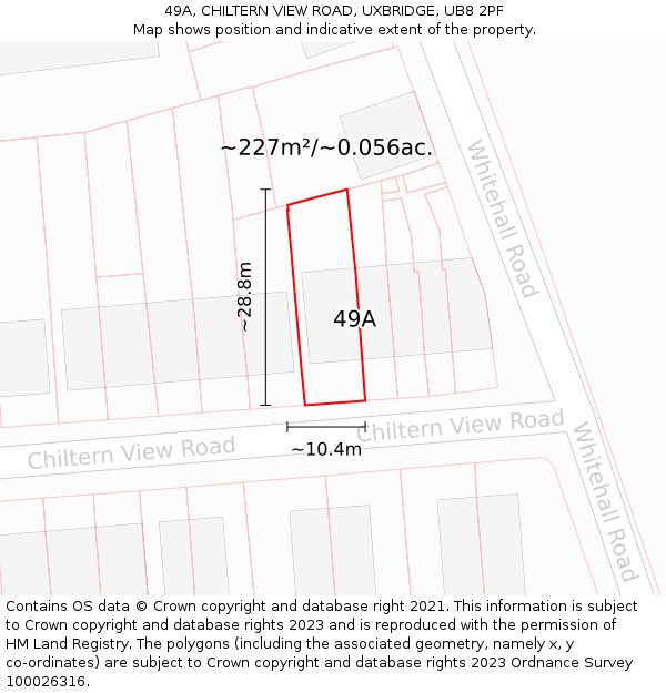 49A, CHILTERN VIEW ROAD, UXBRIDGE, UB8 2PF: Plot and title map