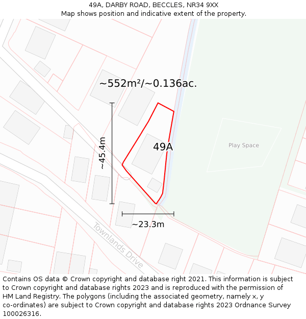 49A, DARBY ROAD, BECCLES, NR34 9XX: Plot and title map