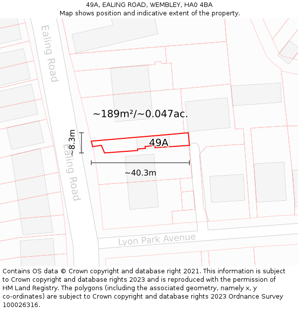 49A, EALING ROAD, WEMBLEY, HA0 4BA: Plot and title map