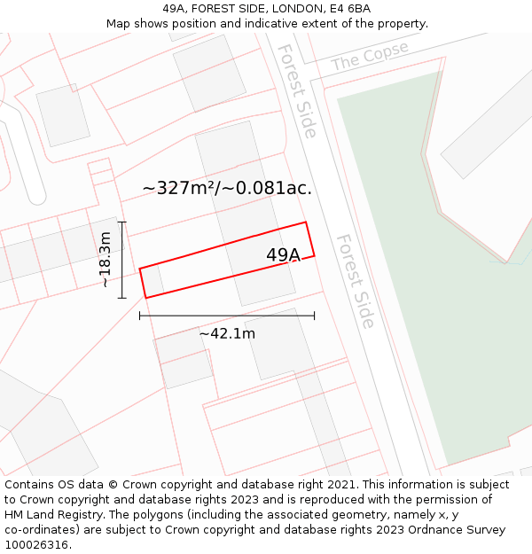 49A, FOREST SIDE, LONDON, E4 6BA: Plot and title map