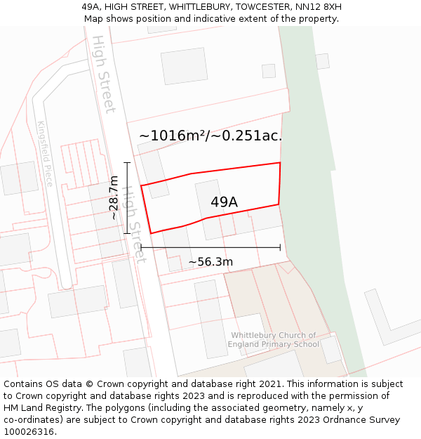 49A, HIGH STREET, WHITTLEBURY, TOWCESTER, NN12 8XH: Plot and title map