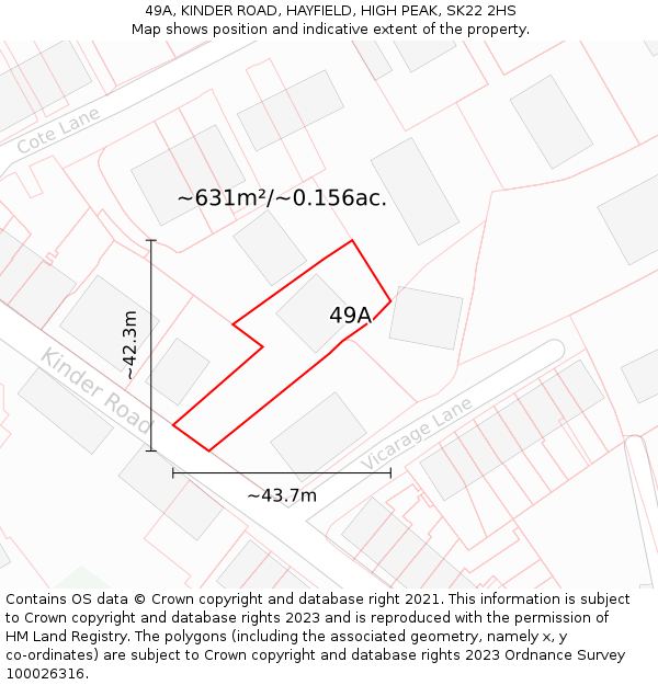 49A, KINDER ROAD, HAYFIELD, HIGH PEAK, SK22 2HS: Plot and title map