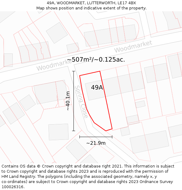 49A, WOODMARKET, LUTTERWORTH, LE17 4BX: Plot and title map