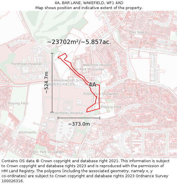 4A, BAR LANE, WAKEFIELD, WF1 4AD: Plot and title map