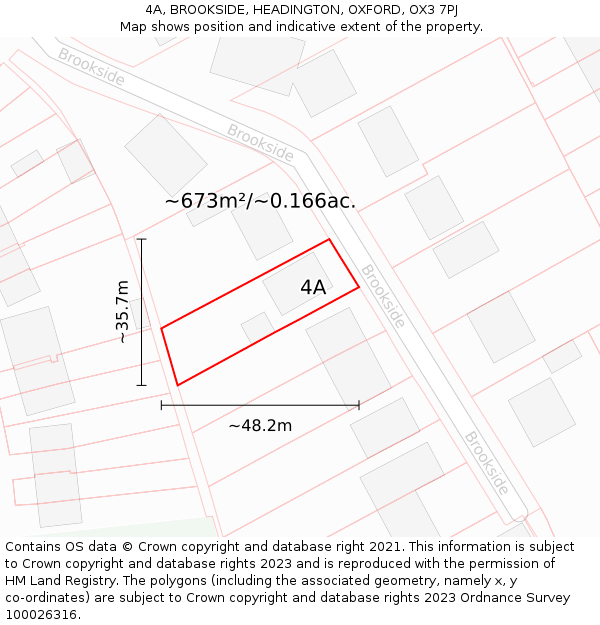 4A, BROOKSIDE, HEADINGTON, OXFORD, OX3 7PJ: Plot and title map