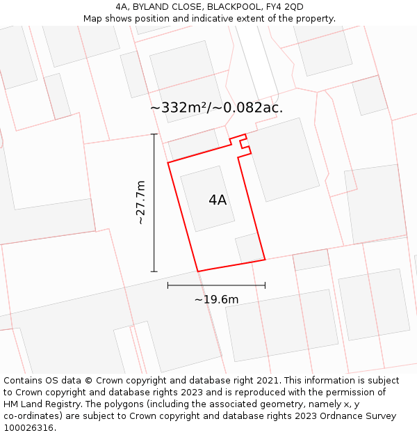 4A, BYLAND CLOSE, BLACKPOOL, FY4 2QD: Plot and title map