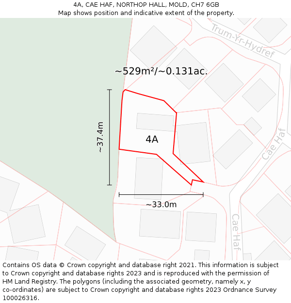 4A, CAE HAF, NORTHOP HALL, MOLD, CH7 6GB: Plot and title map