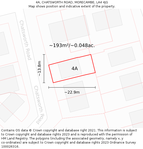 4A, CHATSWORTH ROAD, MORECAMBE, LA4 4JG: Plot and title map