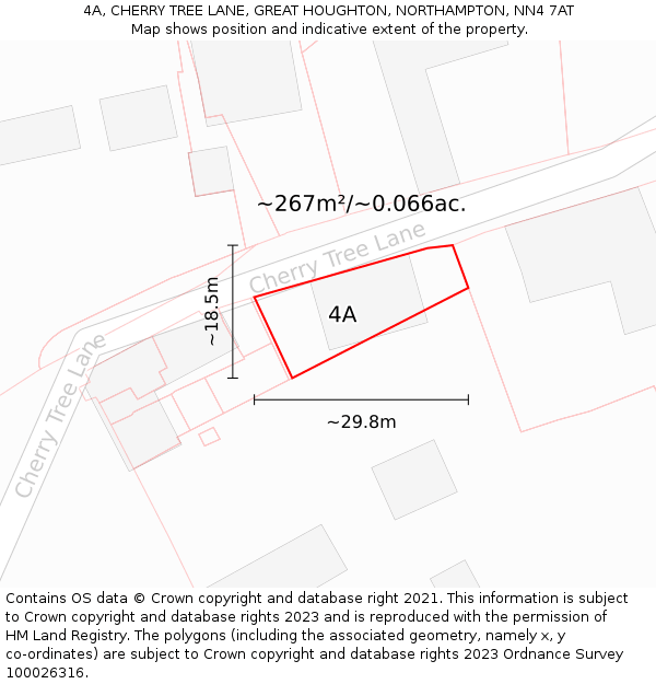 4A, CHERRY TREE LANE, GREAT HOUGHTON, NORTHAMPTON, NN4 7AT: Plot and title map