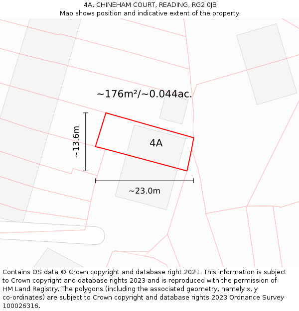 4A, CHINEHAM COURT, READING, RG2 0JB: Plot and title map