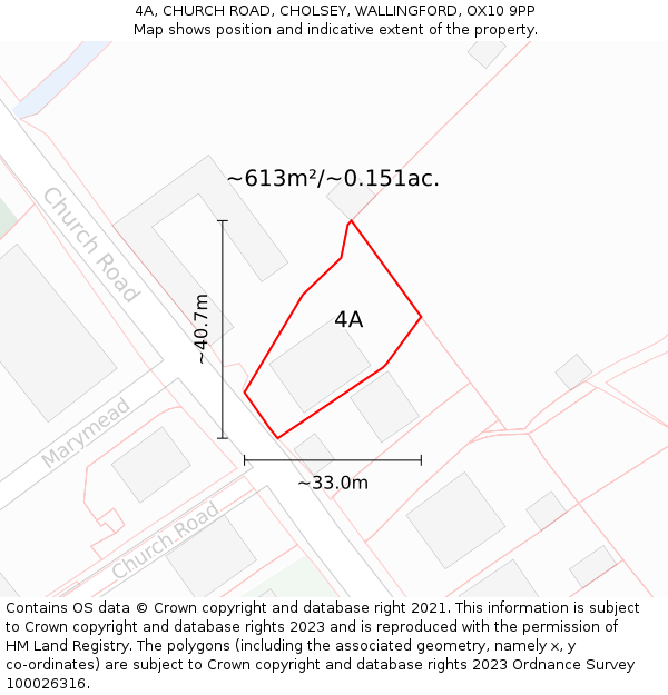 4A, CHURCH ROAD, CHOLSEY, WALLINGFORD, OX10 9PP: Plot and title map