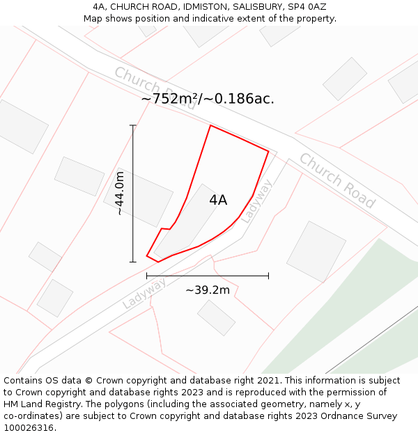 4A, CHURCH ROAD, IDMISTON, SALISBURY, SP4 0AZ: Plot and title map