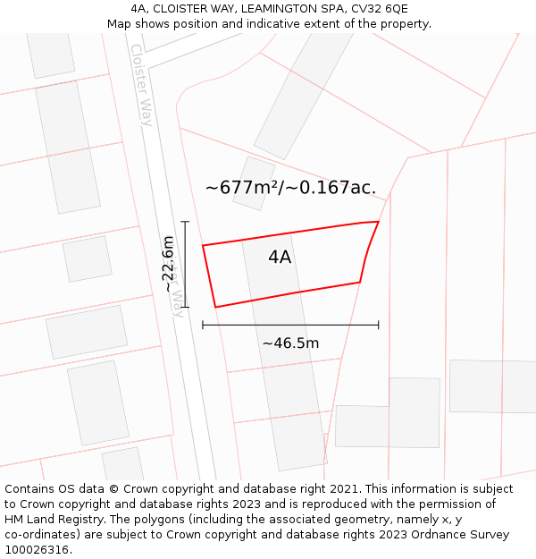 4A, CLOISTER WAY, LEAMINGTON SPA, CV32 6QE: Plot and title map