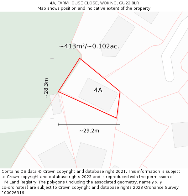 4A, FARMHOUSE CLOSE, WOKING, GU22 8LR: Plot and title map