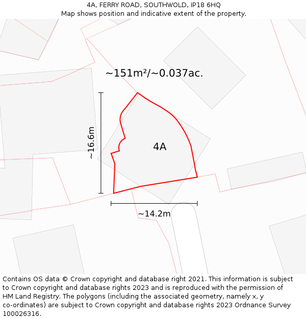 4A, FERRY ROAD, SOUTHWOLD, IP18 6HQ: Plot and title map