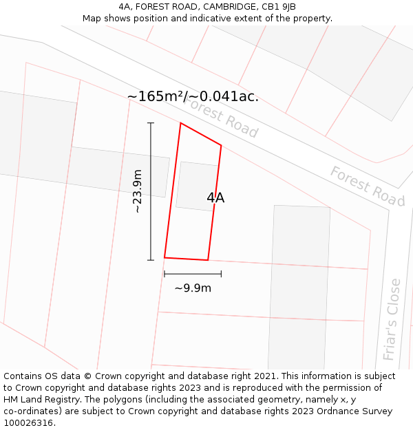 4A, FOREST ROAD, CAMBRIDGE, CB1 9JB: Plot and title map