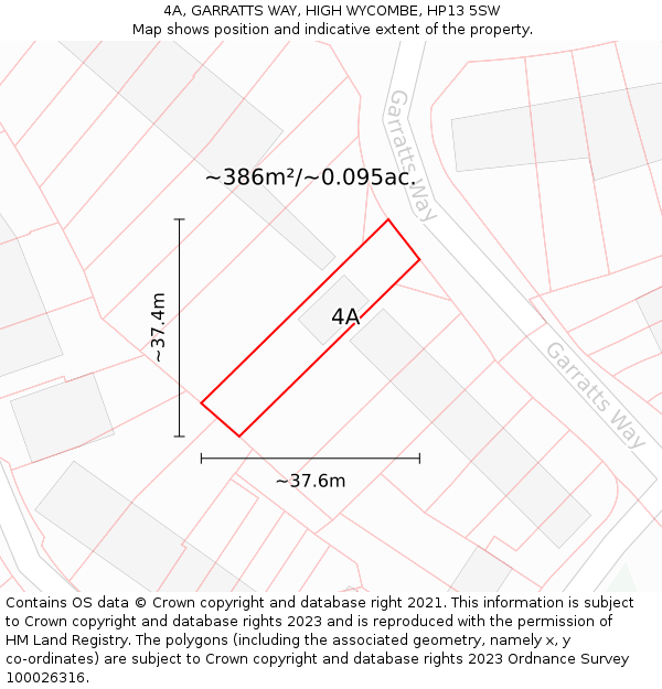 4A, GARRATTS WAY, HIGH WYCOMBE, HP13 5SW: Plot and title map