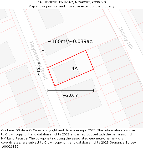 4A, HEYTESBURY ROAD, NEWPORT, PO30 5JG: Plot and title map