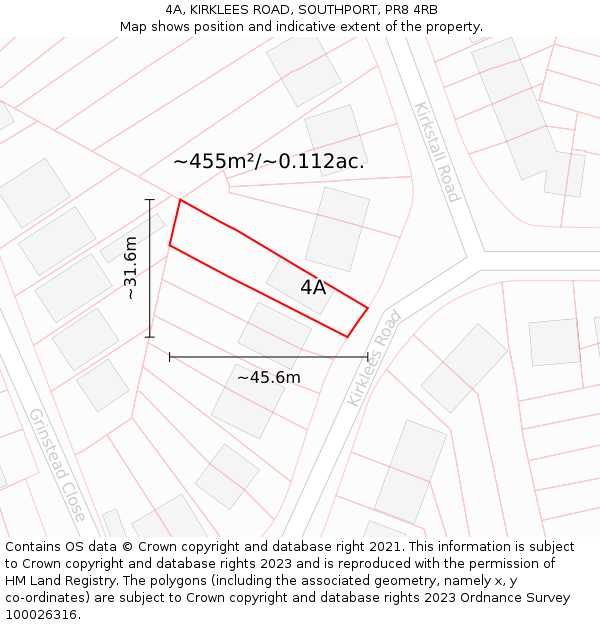 4A, KIRKLEES ROAD, SOUTHPORT, PR8 4RB: Plot and title map