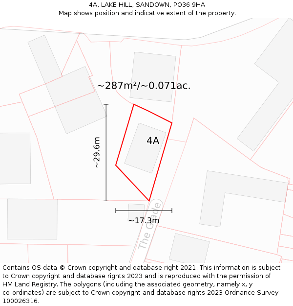 4A, LAKE HILL, SANDOWN, PO36 9HA: Plot and title map