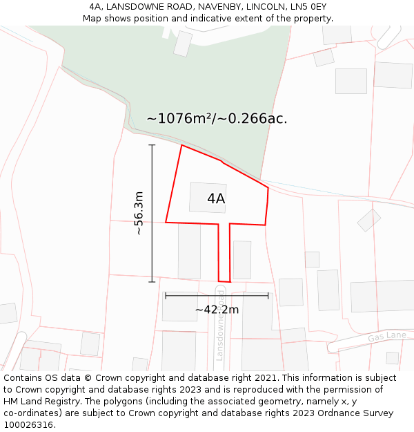 4A, LANSDOWNE ROAD, NAVENBY, LINCOLN, LN5 0EY: Plot and title map