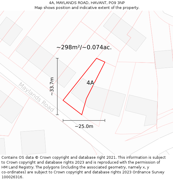 4A, MAYLANDS ROAD, HAVANT, PO9 3NP: Plot and title map